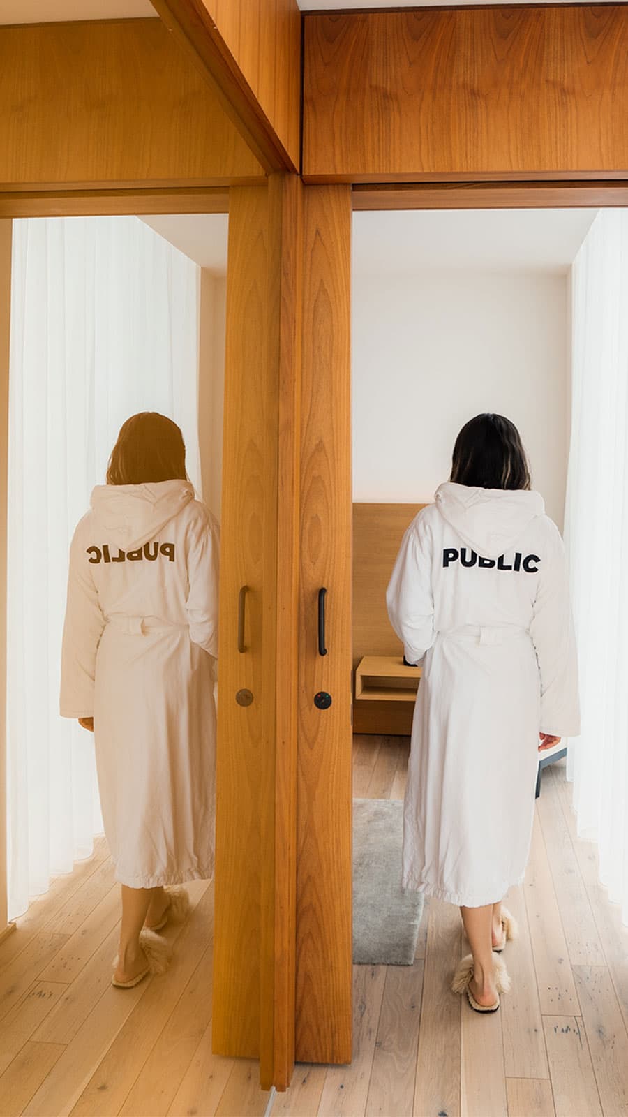 woman in Public bath robe